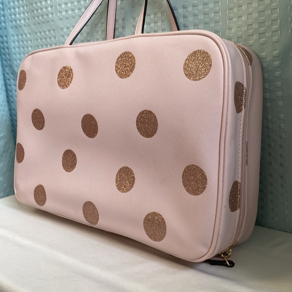 *SOLD*Kate Spade Haven Lane Glitter Polka Dot Giana Travel Cosmetic Case In - Picture 7 of 14